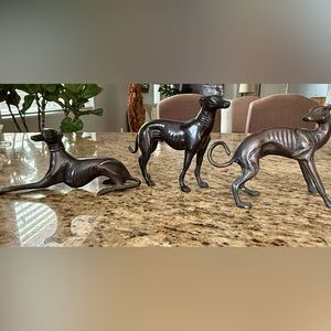 Elegant bronze Greyhound Sculptures (set of 3)